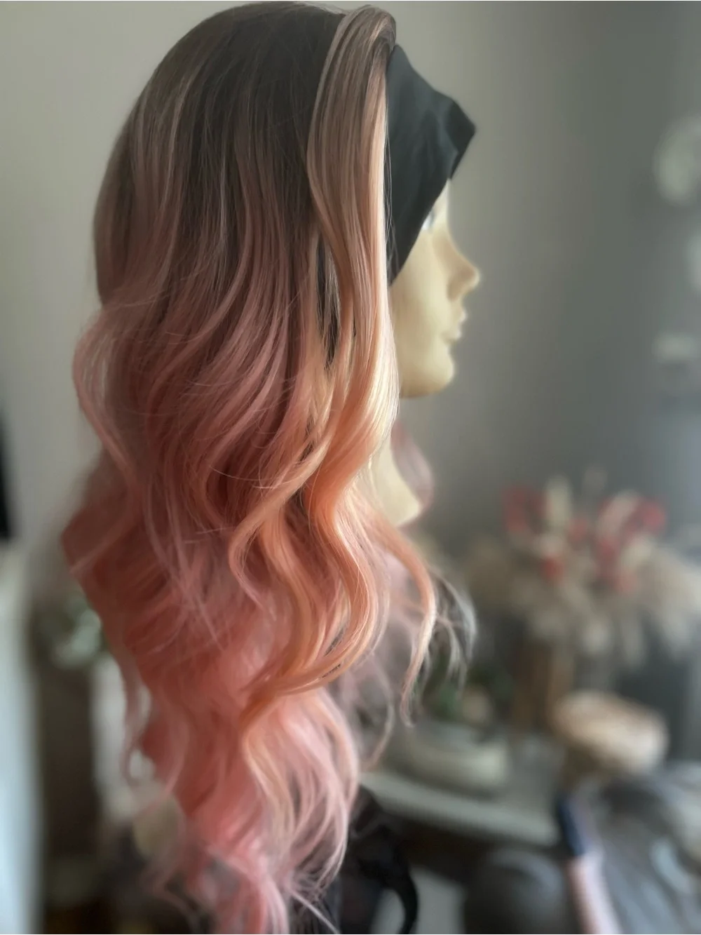 Women's Pink Ombre Wavy Headband Wig
